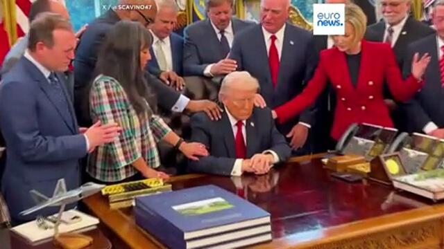 Watch: Faith leaders pray over Trump in Oval Office