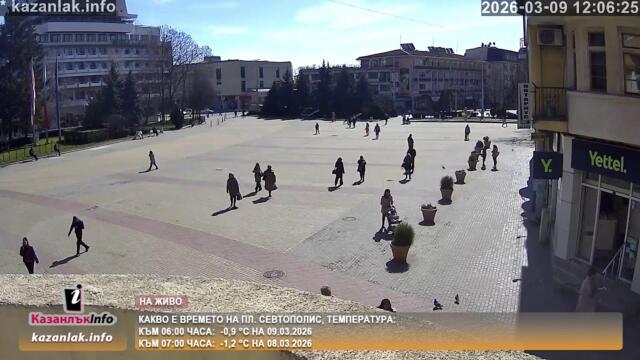 Какво е времето в центъра на Казанлък 2026-03-09 10:13