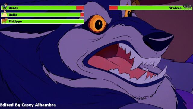 Beauty and the Beast (1991) Wolves Attack with healthbars