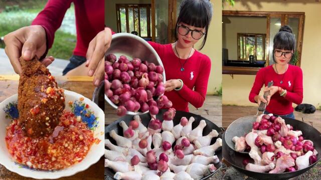 Amazing cooking wash chicken with onion for crispy fried recipe