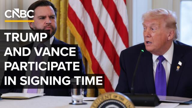 President Trump and VP JD Vance participate in signing time at the White House — 3/16/2026