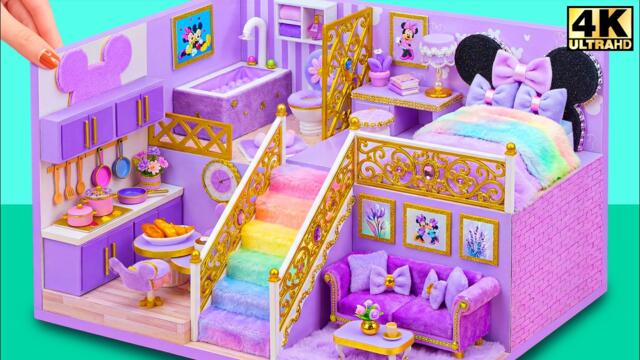 Build Secret Mickey Mouse House with Rainbow Path & Cozy Purple Room ❤️ | DIY Miniature House