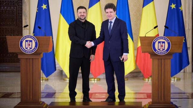 Спілкування Президента України Володимира Зеленського і Президента Румунії Нікушора Дана з медіа