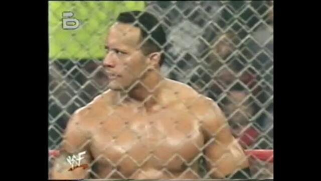 Стив Остин срещу Скалата мач в Стоманена Клетка за титлата на WWF (BG Audio)