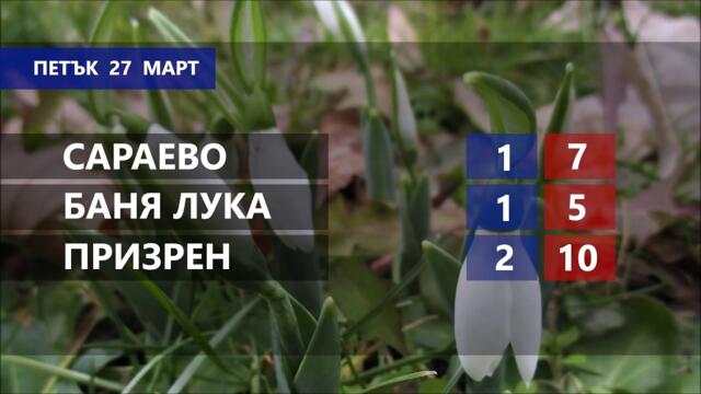 Времето за 27.3.2026