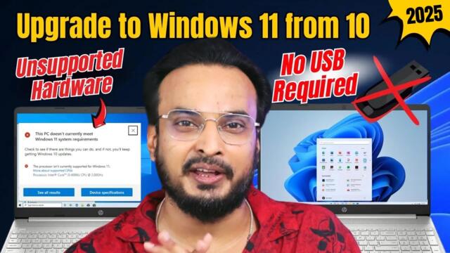 Upgrade to Windows 11 from Windows 10 on an Unsupported PC Without USB (2025)