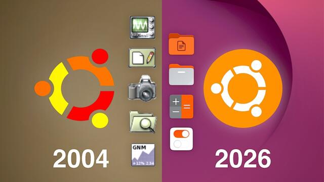 First Ubuntu Linux (2004) vs Latest Ubuntu Linux (2026)