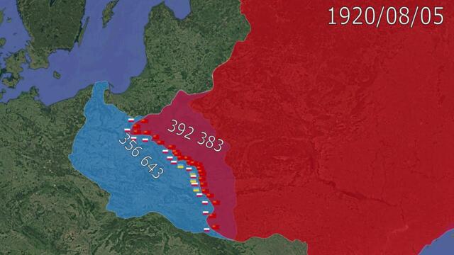The Polish-Soviet War using 1919 - 1921 in 2 minute using Google Earth #history #poland