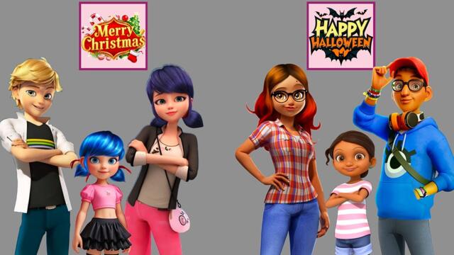 Epic Glow Up! Christmas vs Halloween Family Transformation | Ladybug & Alya!