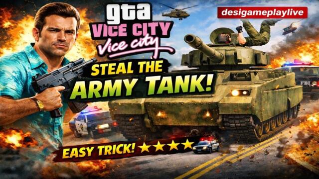 GTA Vice City – Easy Way to Steal Army Tank (Rhino) Without Getting Busted! 💥