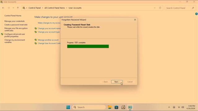 How to create a password reset flash drive in Windows 11