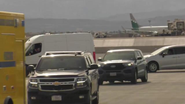 President Donald Trump arrives in Las Vegas