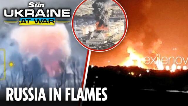 Moment Russian ammo truck EXPLODES as Ukraine wipes out Tuapse oil plant AGAIN