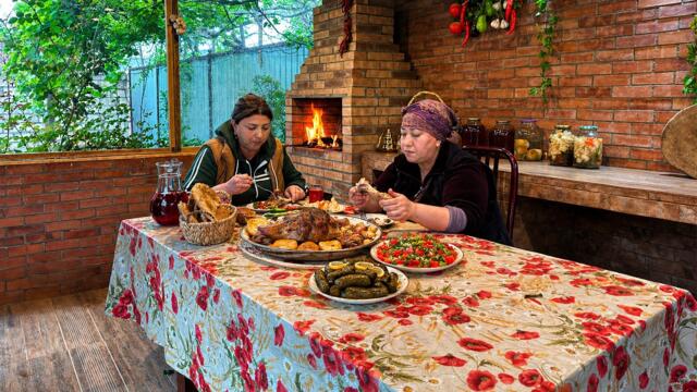 Traditional Tandoor Dishes in the Village! Stuffed Grape Leaves in Lamb Leg