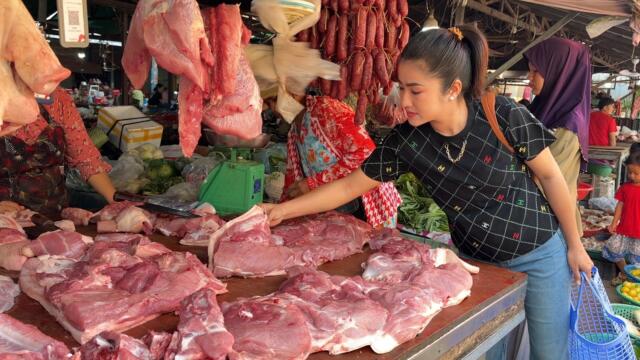 Market show: Yummy hot and spicy prok recipe | Buy pork and cooking