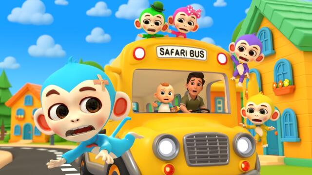 Play on the Kids Bus Nursery Rhymes | Five Monkeys Bouncing on the Bus | Newborn Children's Songs