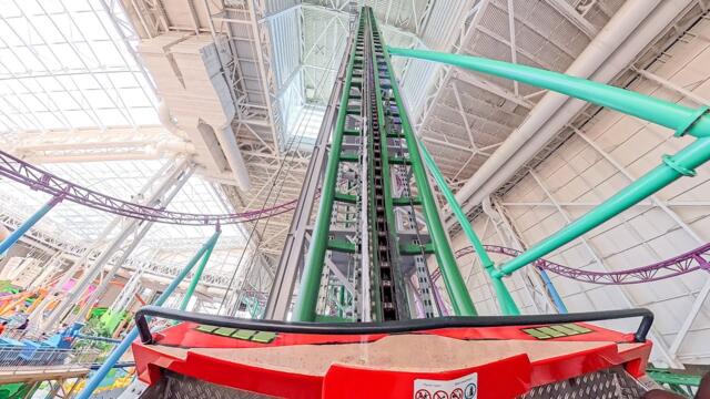 The World's Steepest Roller Coaster Drop - TMNT Shellraiser POV at Nickelodeon Universe