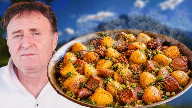 СВИНСКИ ДЖОЛАН на фурна – Бавно печен с ПРЕСНИ КАРТОФИ и праз!