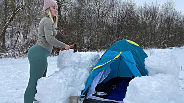Tanya - Arctic survival in a hot tent. Solo Bushcraft Camping