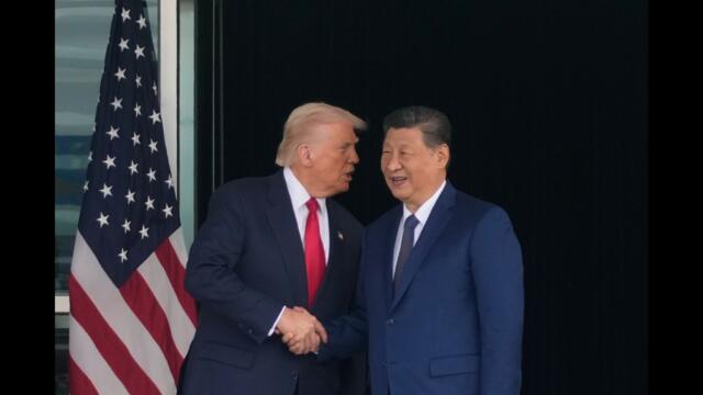 President Trump attends arrival ceremony in China with Chinese President Xi