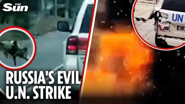 Shocking moment Russian drones attack UN humanitarian vehicles in war zone