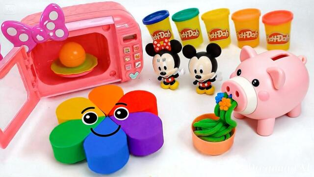 Mickey Mouse Play-Doh Rainbow Flower 🌈💖 Oddly Satisfying Kinetic Sand ASMR