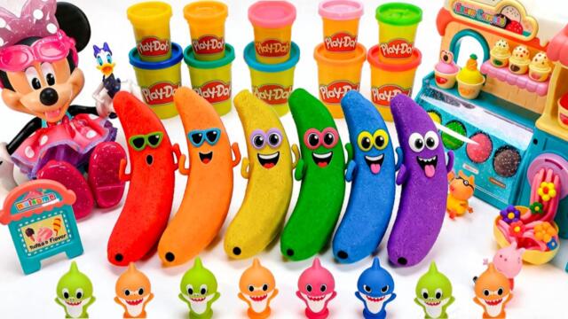 How to make Color Kinetic Sand Banana with Mickey Mouse 🌈 Mickey Cutting Sand