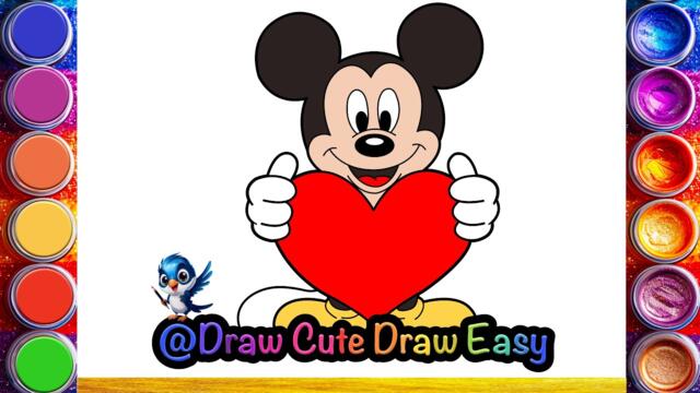 How to Draw Mickey Mouse 🐭 Drawing ❤️ Step by Step Cartoon Drawing for Kids | Draw Cute Draw Easy