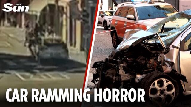 Brave bystanders chase driver after car ploughs into crowd leaving eight seriously injured in Italy