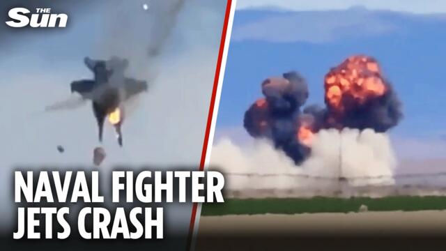 Moment US fighter jets crash midair at Idaho Air Force base