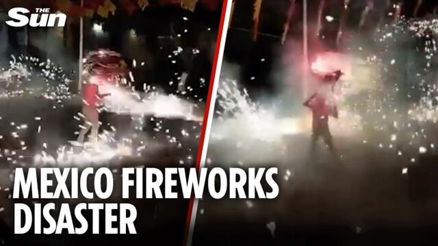 Horror explosion as stray fireworks ignite gas tank, leaving 2 dead and dozens injured