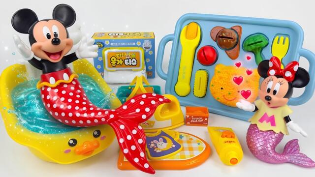 Mickey & Minnie 2026🎀 Satisfying Unboxing Minnie Mermaid Bath & Funny Food Toy Set Disney