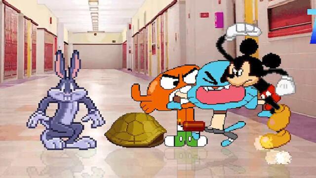 TEAM GUMBALL and MICKEY MOUSE vs TEAM DARWIN and BUGS BUNNY | BEST OF 5