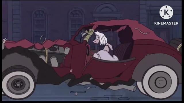 101 dalmatians cruella de vil car scene