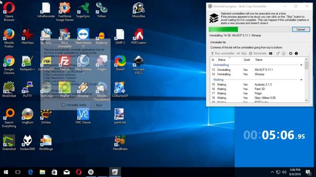 36 applications fully uninstalled in 8 minutes - BCUninstaller v4.6
