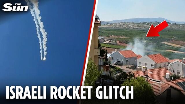 Moment Israeli air defence rocket malfunctions and hits civilian home