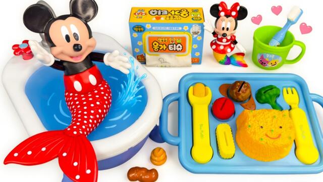 Minnie Mouse 2026🎀 Set Unboxing sirena Minnie baño sorpresa y desayuno colorido ASMR
