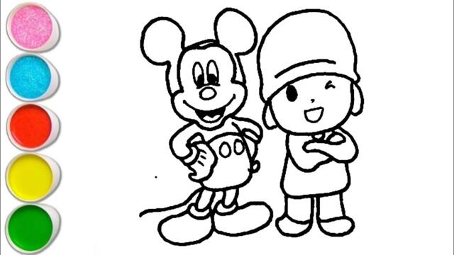 Mickey Mouse and Pocoyo Drawing, Painting and Coloring For Kids and Toddlers_ Step by Step Drawing