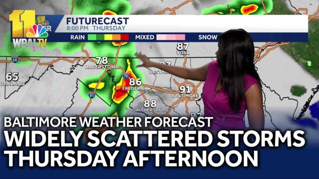Widely scattered thunderstorms Thursday afternoon in Baltimore