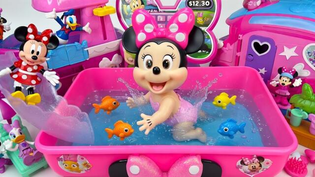 Minnie Mouse 2026🎀 Set Unboxing rainbow mermaid bath y piscina sorpresa con peces de colores ASMR