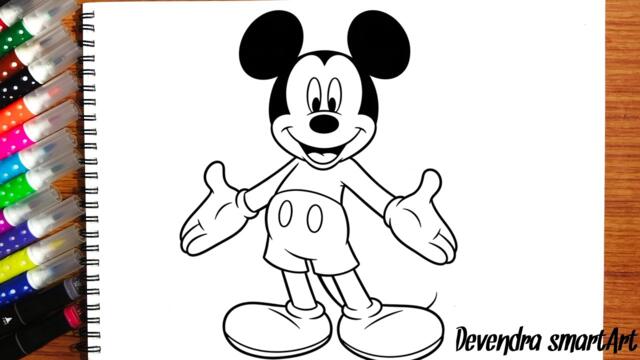 Mickey Mouse Coloring Page for Kids | Easy Cartoon Coloring 🎨🐭