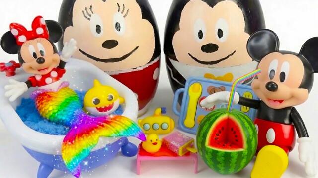Minnie Mouse 2026🎀 Set Unboxing rainbow mermaid bath y desayuno sorpresa con juguetes Disney ASMR
