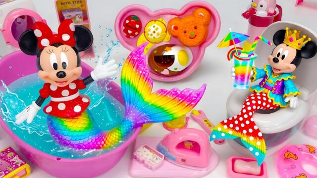 Minnie Mouse 2026🎀 Set Unboxing rainbow mermaid bath y desayuno sorpresa con juguetes Disney ASMR