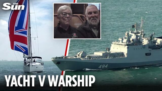 Russian warship fires at British yacht in English Channel - as pensioner crew 'wanted to fire back'
