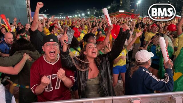 CRAZY SCENES 🙌 Brazil fans on Copacabana Beach GO WILD as Brazil beat Haiti 3-0 🏆