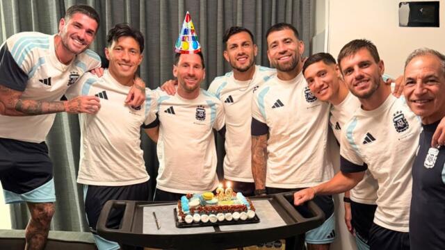 Argentina Team Surprises Messi With 39th Birthday Cake Celebrations