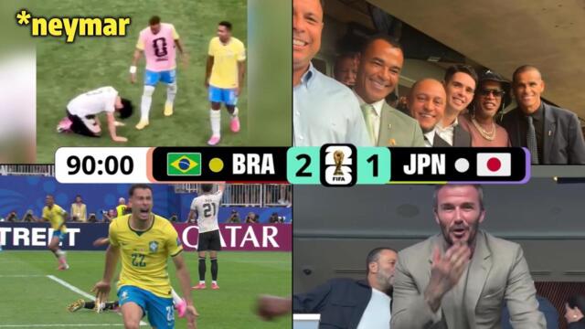 Beckham, Neymar, Ronaldo & Ronaldinho REACTION to Martinelli's 96th-Minute GOAL For Brazil vs Japan