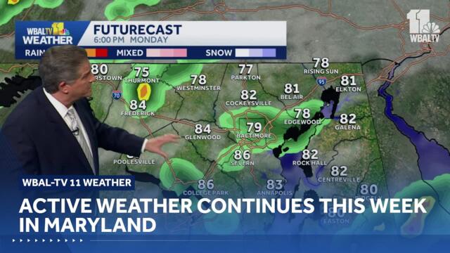 Active weather will continue this week in Maryland