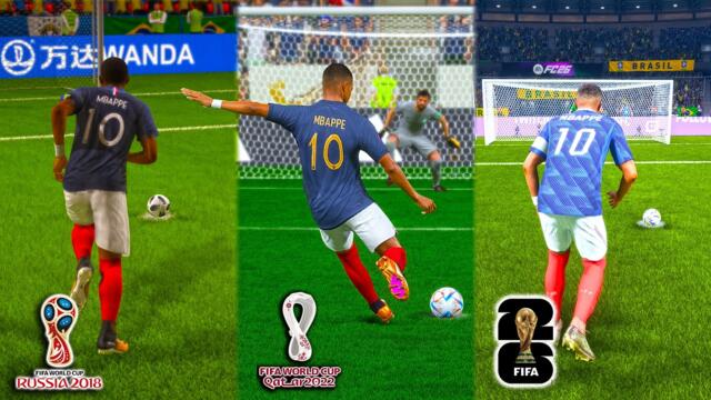 Evolution KYLIAN MBAPPE Penalty Kicks in FIFA World Cup (2018, 2022 & 2026)