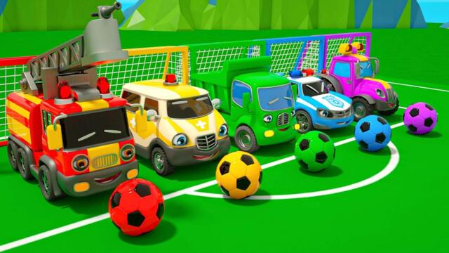 Listen to Baby shark songs - Baby cars play soccer and learn colors - Nursery Rhymes & Kids Songs
